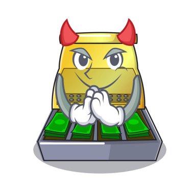 Şeytan yazar kasa Lcd ekran çizgi film vektör çizim ile