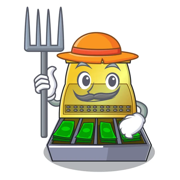 Çiftçi elektronik kasa bir karikatür vektör illüstrasyon izole