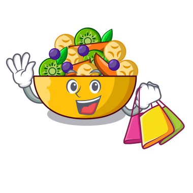 Alışveriş karikatür kase sağlıklı taze meyve salatası