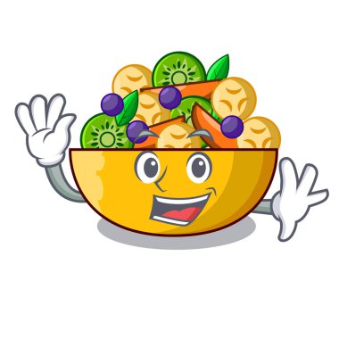 Dedektif karikatür kase sağlıklı taze meyve salatası vektör çizim