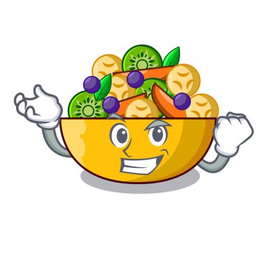 Başarılı karikatür kase sağlıklı taze meyve salatası