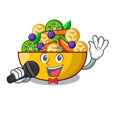 Cadı maskot diyet taze meyve lezzetli salata vektör çizim