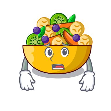 Korkarım maskot diyet taze meyve lezzetli salata vektör çizim