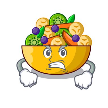 Kızgın maskot diyet taze meyve lezzetli salata vektör çizim