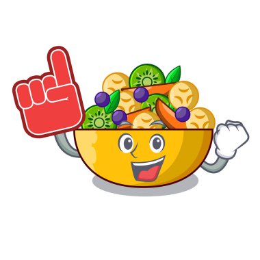 Köpük parmak tatlı karikatür vektör çizim üzerinde meyve salatası