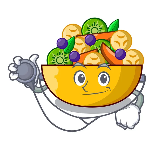 Doktor meyve salatası cam kase karikatür vektör çizim içinde