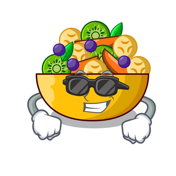 Süper cool karikatür kase sağlıklı taze meyve salatası