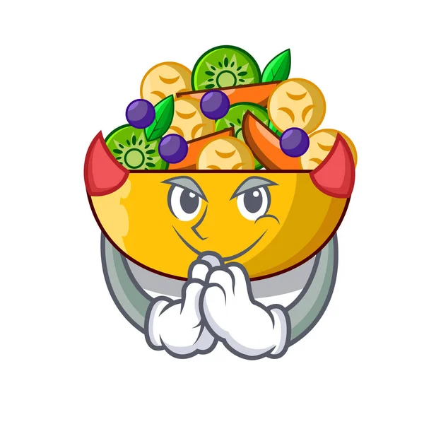 Diablo Mascota Dieta Fresca Fruta Sabrosa Ensalada Vector Ilustración — Vector de stock