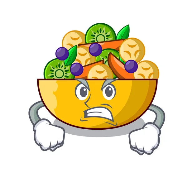 Kızgın maskot diyet taze meyve lezzetli salata vektör çizim