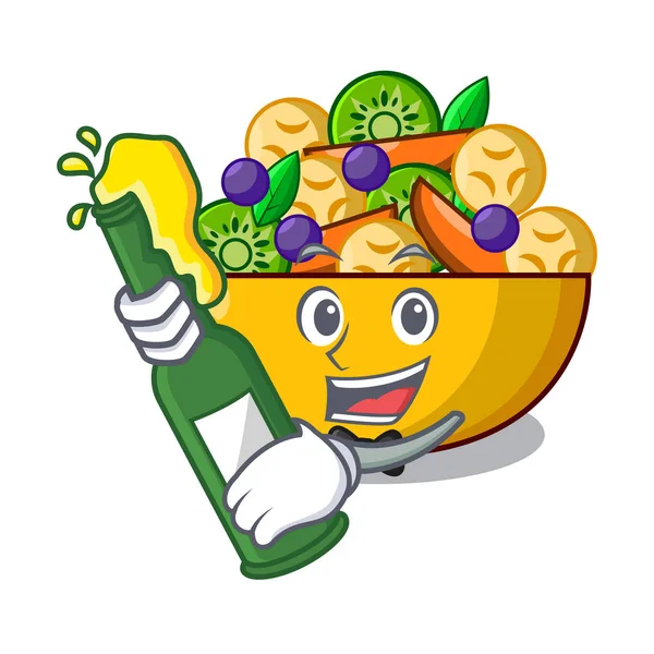 Bira tatlı karikatür vektör çizim üzerinde meyve salatası ile