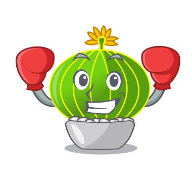 Boks çizgi film notocactus buzlu güzel illüstrasyon vektör