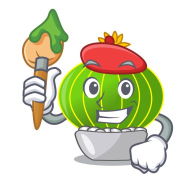 Sanatçı çizgi film notocactus buzlu güzel illüstrasyon vektör