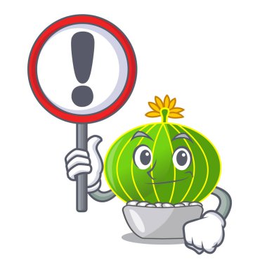 İşareti karikatür notocactus kayalar vektör çizim üzerinde güzel ile