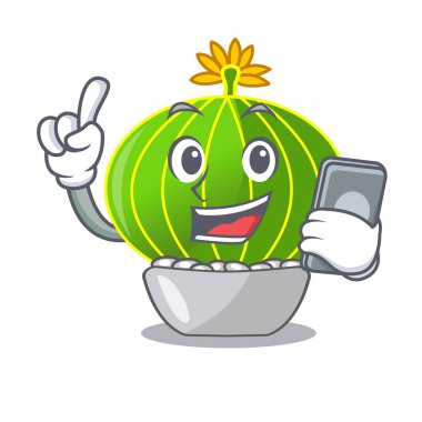 Telefon çizgi film notocactus kayalar vektör çizim üzerinde güzel