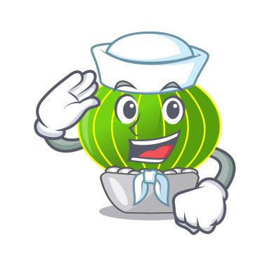 Denizci çizgi film notocactus buzlu güzel illüstrasyon vektör