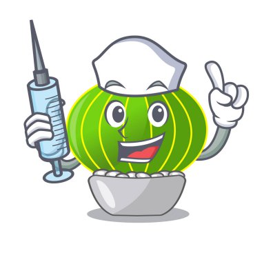 Hemşire bitki notocactus magnifica karakter pot vektör çizim üzerinde