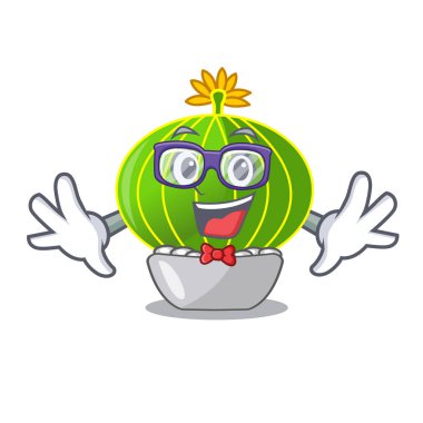 Geek bitki notocactus magnifica karakter pot vektör çizim üzerinde