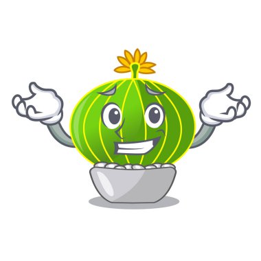 Sırıtan bitki notocactus magnifica karakter pot vektör çizim üzerinde