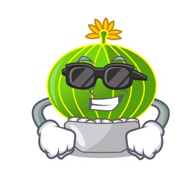 Süper cool bitki notocactus magnifica karakter pot vektör çizim üzerinde