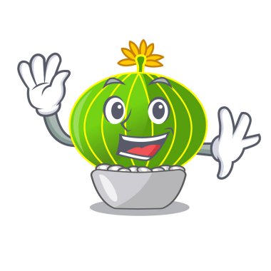 Bitki notocactus magnifica karakter pot vektör çizim üzerinde sallayarak