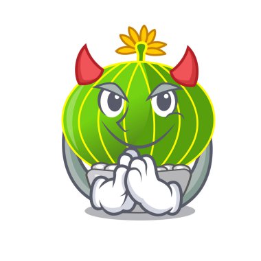 Şeytan çizgi film notocactus fuscus güzel dikenleri ile illüstrasyon vektör