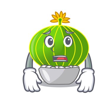 Yazık ki çizgi film notocactus fuscus güzel dikenleri vektör çizim ile