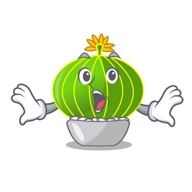 Sürpriz çizgi film notocactus fuscus güzel dikenleri vektör çizim ile