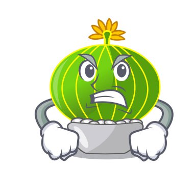 Kızgın çizgi film notocactus fuscus güzel dikenleri vektör çizim ile