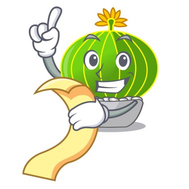 Menü çizgi film notocactus fuscus ile güzel dikenleri vektör çizim ile