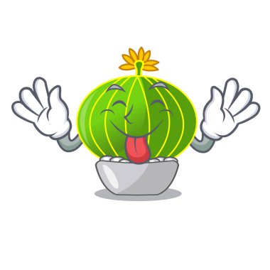 Çizgi film dilini notocactus çöl Bahçe vektör çizim bitkiler.