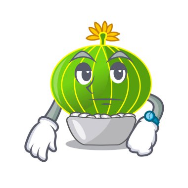 Bekleyen çizgi film notocactus çöl Bahçe vektör çizim bitkiler.