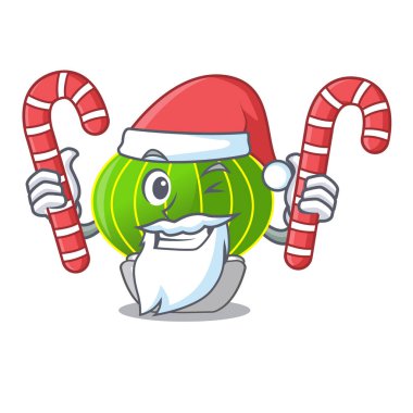 Şeker karikatür ile Santa notocactus çöl Bahçe vektör çizim bitkiler.
