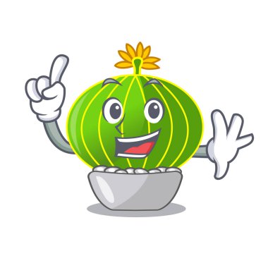 Parmak çizgi film notocactus çöl Bahçe vektör çizim bitkiler.