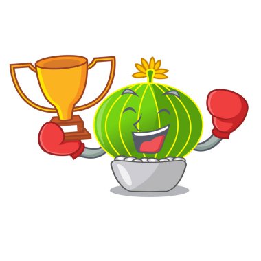 Kazanan çizgi film bitkiler notocactus çöl Bahçe vektör çizim içinde boks