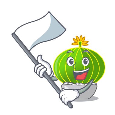 Bayrağı ile çizgi film notocactus çöl Bahçe vektör çizim bitkiler