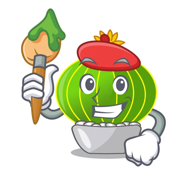 Sanatçı çizgi film notocactus buzlu güzel illüstrasyon vektör