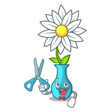 Kuaför vazo güzel karikatür vektör çizim buket