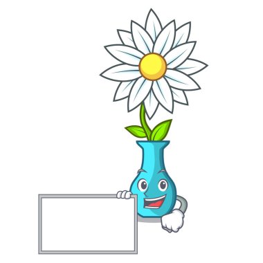 Güzel çizgi film vektör çizim buket ile Yönetim Kurulu vazo