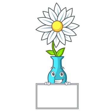 Buket güzel karikatür vektör çizim kurulu vazo ile sırıtarak