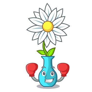 Boks vazo güzel karikatür vektör çizim buket