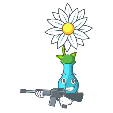 Ordu vazo güzel karikatür vektör çizim buket