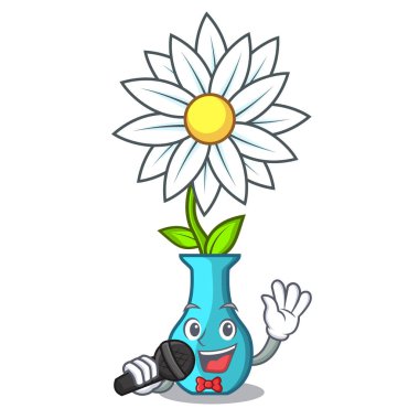 Bir cam vazo karikatür vektör çizim modern bitki şarkı