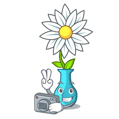 Fotoğrafçı bir cam vazo karikatür vektör çizim modern fabrikasında