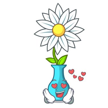 İçinde aşk bir cam vazo karikatür vektör çizim modern bitki