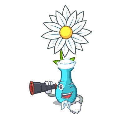 Denizci dürbün modern üretim tesisi bir cam vazo karikatür vektör çizim ile