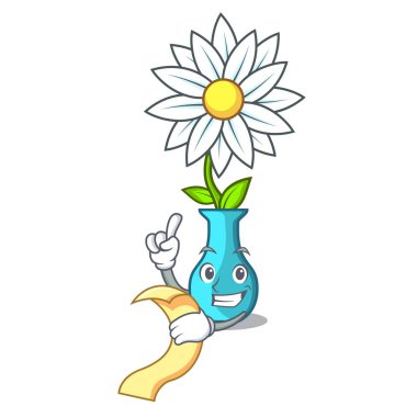 İle menü bir cam vazo karikatür vektör çizim modern bitki