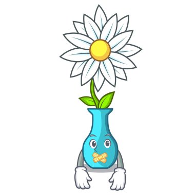 Sessiz maskot güzel vazo karikatür vektör çizim çiçek