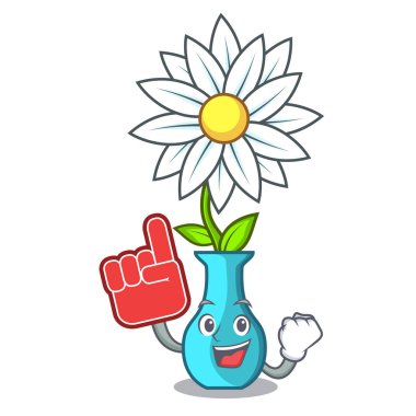 Köpük parmak maskot güzel vazo karikatür vektör çizim çiçek