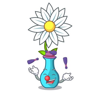 Hokkabazlık maskot güzel vazo karikatür vektör çizim çiçek
