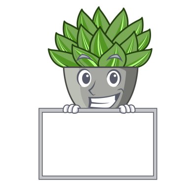 Yönetim Kurulu karakter karikatür pot bitki echeveria kaktüs vektör çizim ile sırıtarak